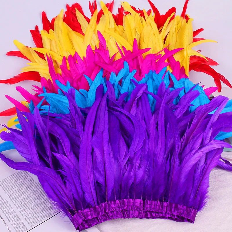 Оптовая продажа дешевые 25-30 см белый Петушиный Хвост перья отделка бахрома для карнавального коктейля одежда кружевная ткань украшения платья