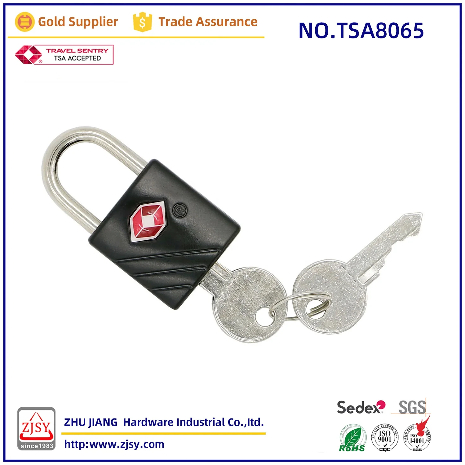 Tsa8065 high quality zinc alloy Mini backpack lock 007 customs TSA key padlock