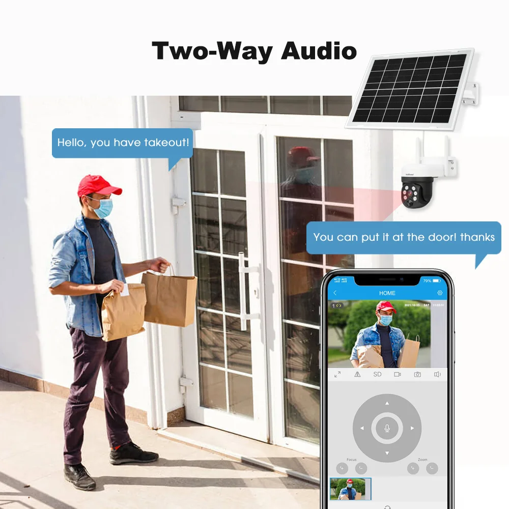 SriHome новая уличная Солнечная камера Wifi DH006 2K 4MP водонепроницаемая IP66 батарея низкая мощность PTZ Cctv