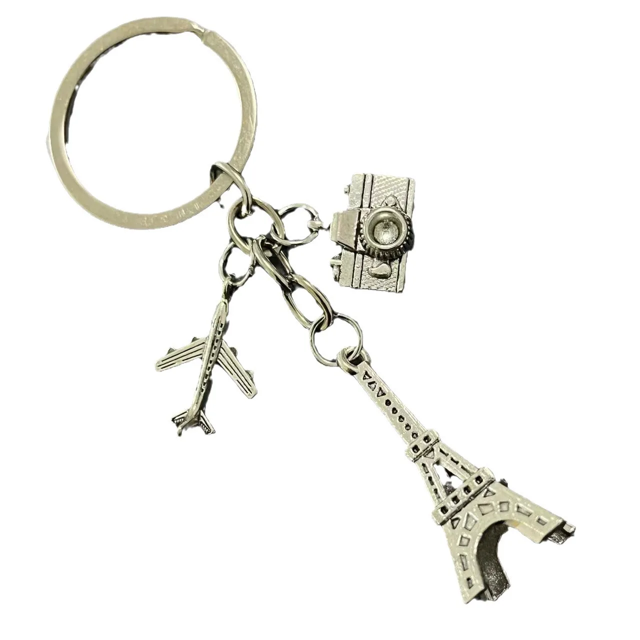 Airplane Camera Paris Tower Keychain Travel Creative Memorial Gift Keychain Accessories