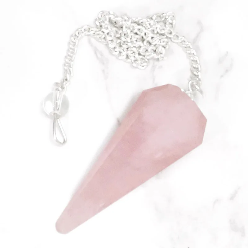 Bestone Crystal Amethyst Pendulum Healing Quartz Dowsing Point Pendant 7 Chakra Natural Stone Cone Pendant Pendulum