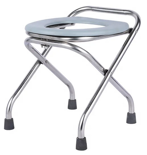 Portable Stainless Steel Outdoor Folding Chair Seat Commode Toilet