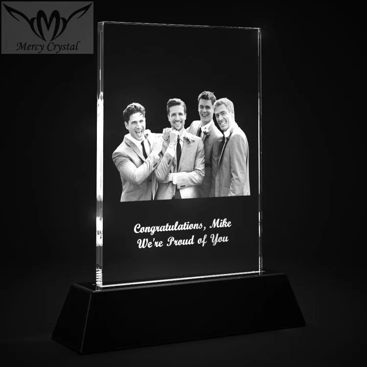 Crystal Glass 3D Laser Photo Awards for Graduation Students Souvenirs