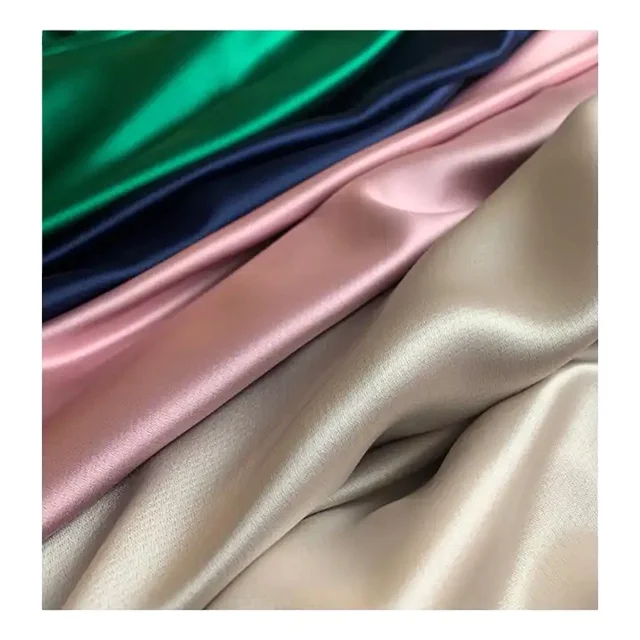 satin fabric low price stock wholesale shiny 100%polyester for wedding dress pajamas