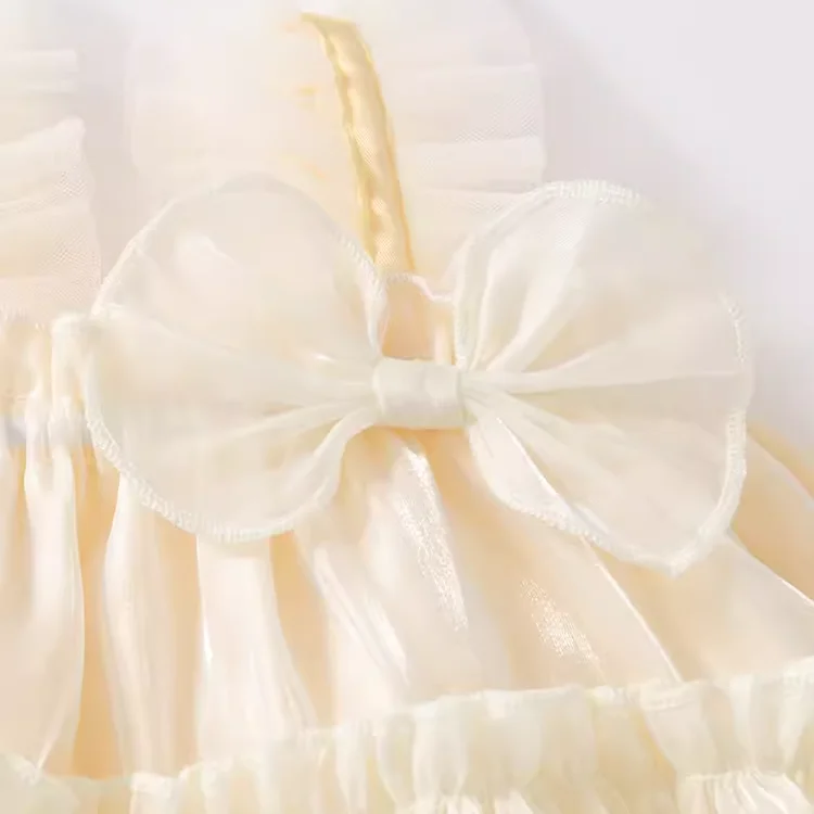 Wholesale Manufacture summer cute big bow soft tutu spaghetti strap dresses for kids girls