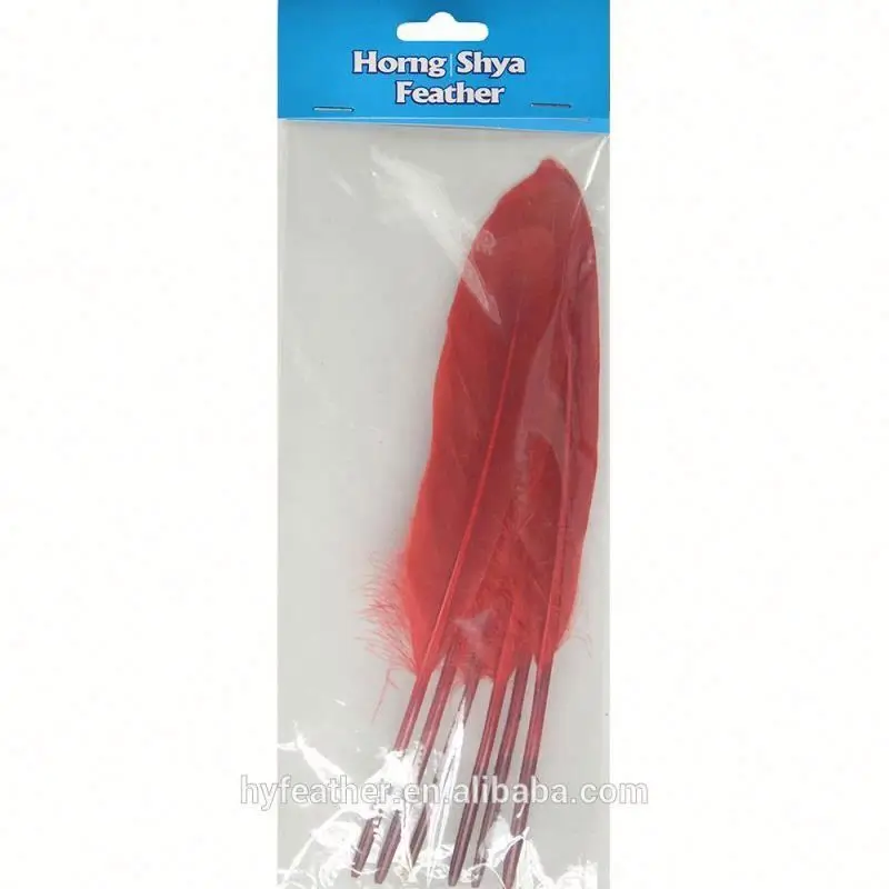 Wholesale Handmade Dyed 7-9inch Natural long large black Brown Decor Bulk White Goose Wing Quill Feather for DIY hat accessory