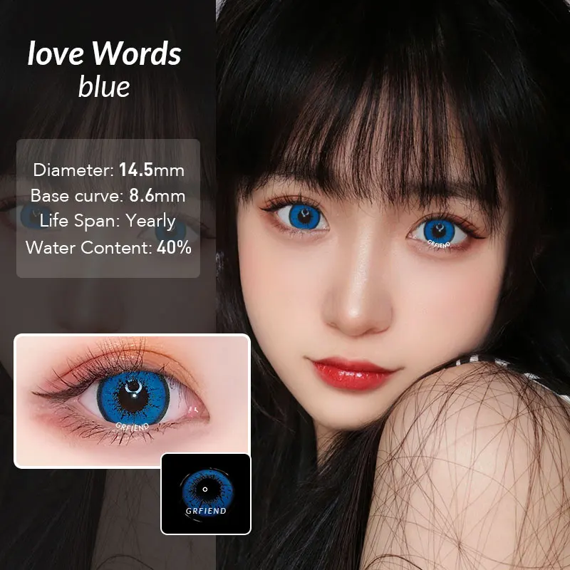 Love Words Qa03 14.5Mm Blue Color Lens Contact Natural Lentes De Contacto Yearly Colored Wholesale Blue Contact Lens