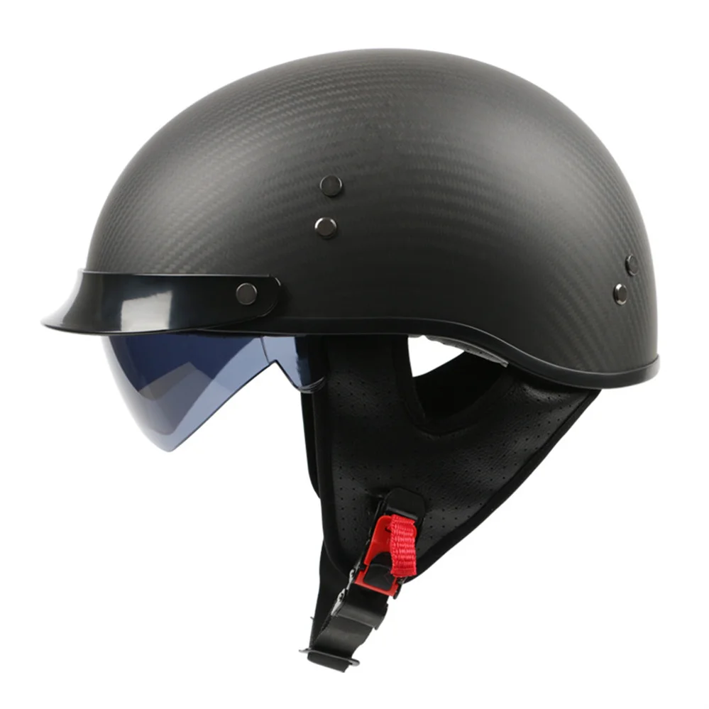 Vintage Carbon Fiber Motorcycle Half Face Helmet Motorbike Capacete Retro Motorbike Scooter Riding Casco Moto M-2XL