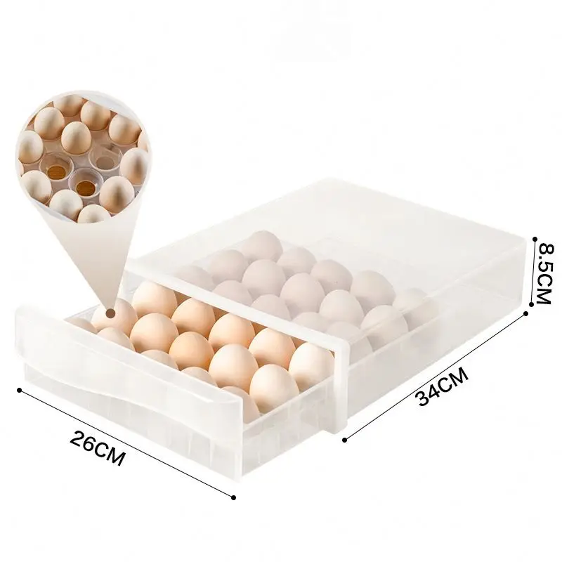 High Quality Food Grade Portable Household Plastic Organizer Case Holder Box Fridge Freezer 30 Eggs Container Storage Boxes
