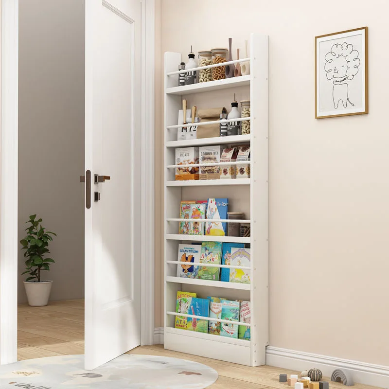 Narrow behind the door solid wood Kid bookshelf Library magazine shelf Bookcase