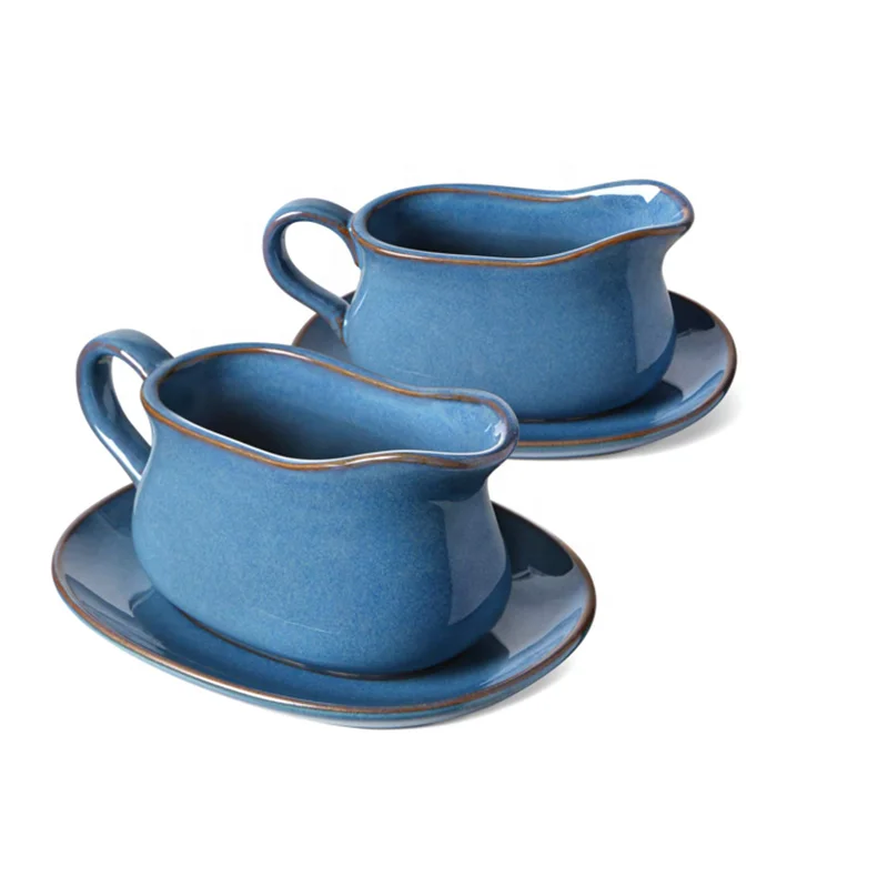 Керамическая лодка для соусов с блюдцем для отеля/дома, объем 17 унций