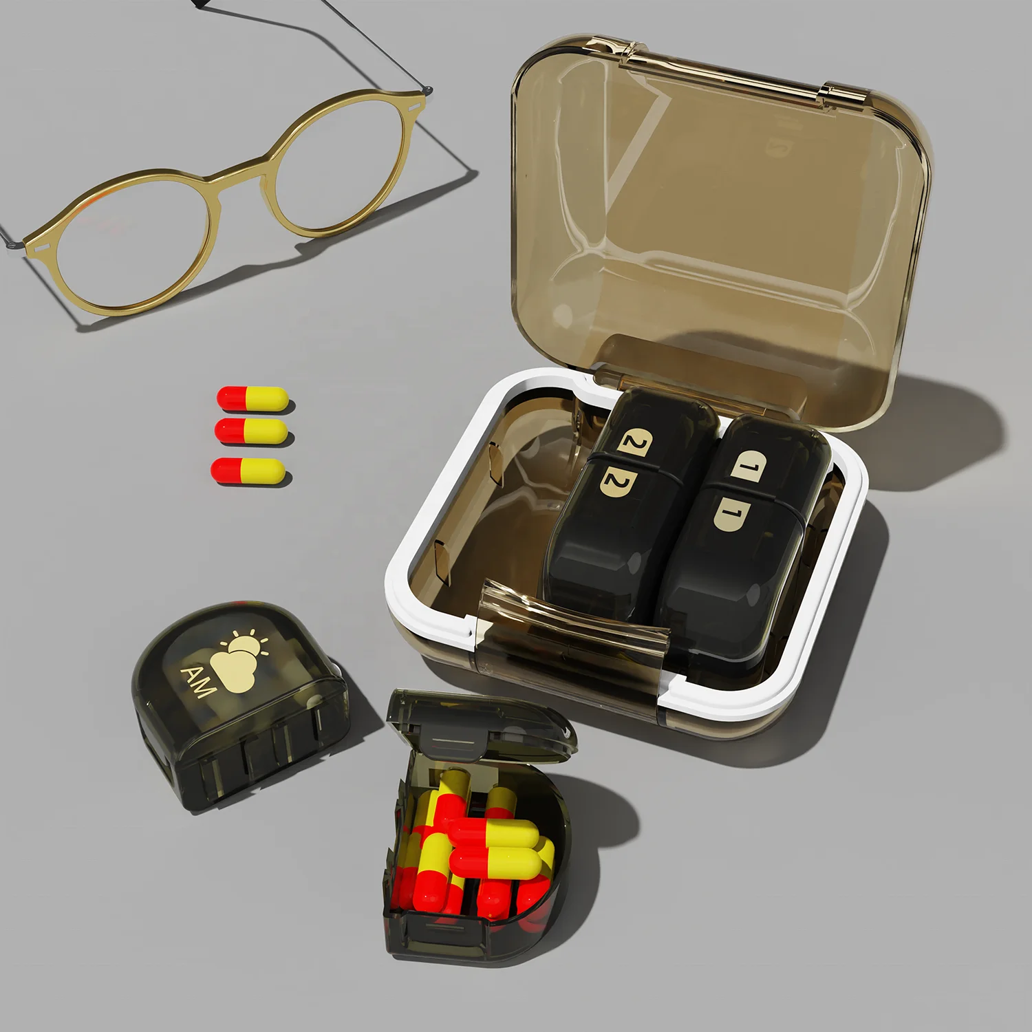 Gujia Custom Medicine Storage Box Pill Personal Organizer Manual Pill Box Printed Am Pm 7 Day Tray Medicine Organiser