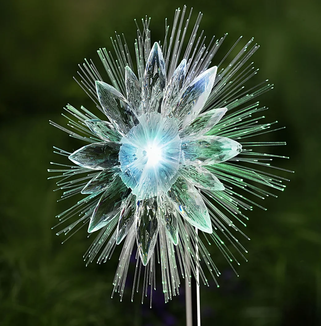 Waterproof outdoor garden Fiber changing light sunFlower solar garden stakes