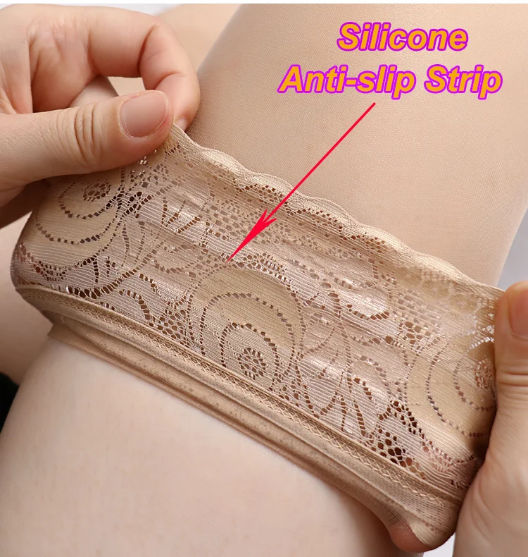 Factory Direct Sales Lady Sexy Lace Office Nylon White Women Stocking Silicone Aiti-slip Thigh High Stockings for Summer