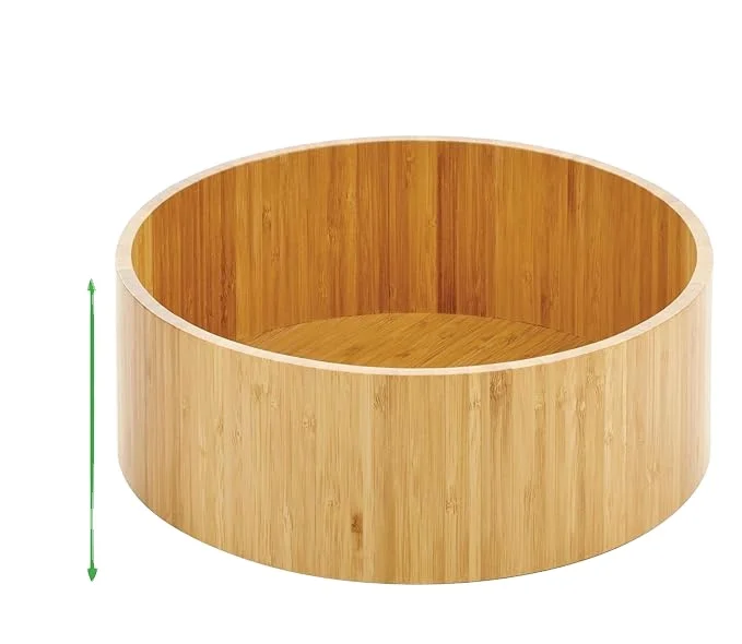 Lazy Susan Turntable Bamboo Spinner for Kitchen Cabinet, Fully Rotating Organizer for Food, Spices, or Condiments