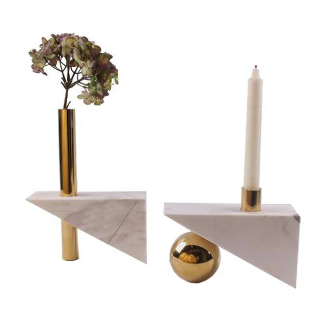 
Black and white metal marble candle holders, light luxury-like soft decorations 