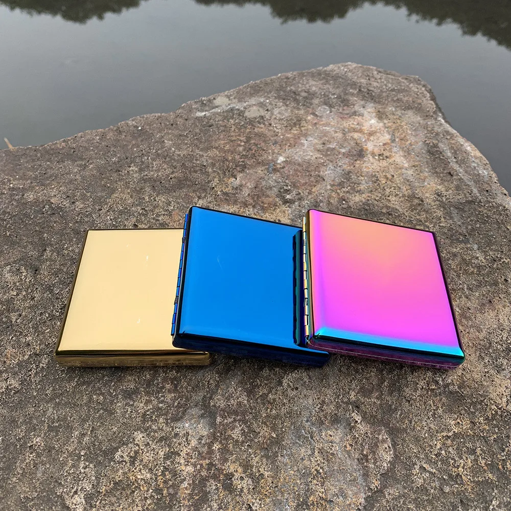 XYH010 Metal Light Colorful Cigarette Holder 20pcs Packing Portable Cigarette Case