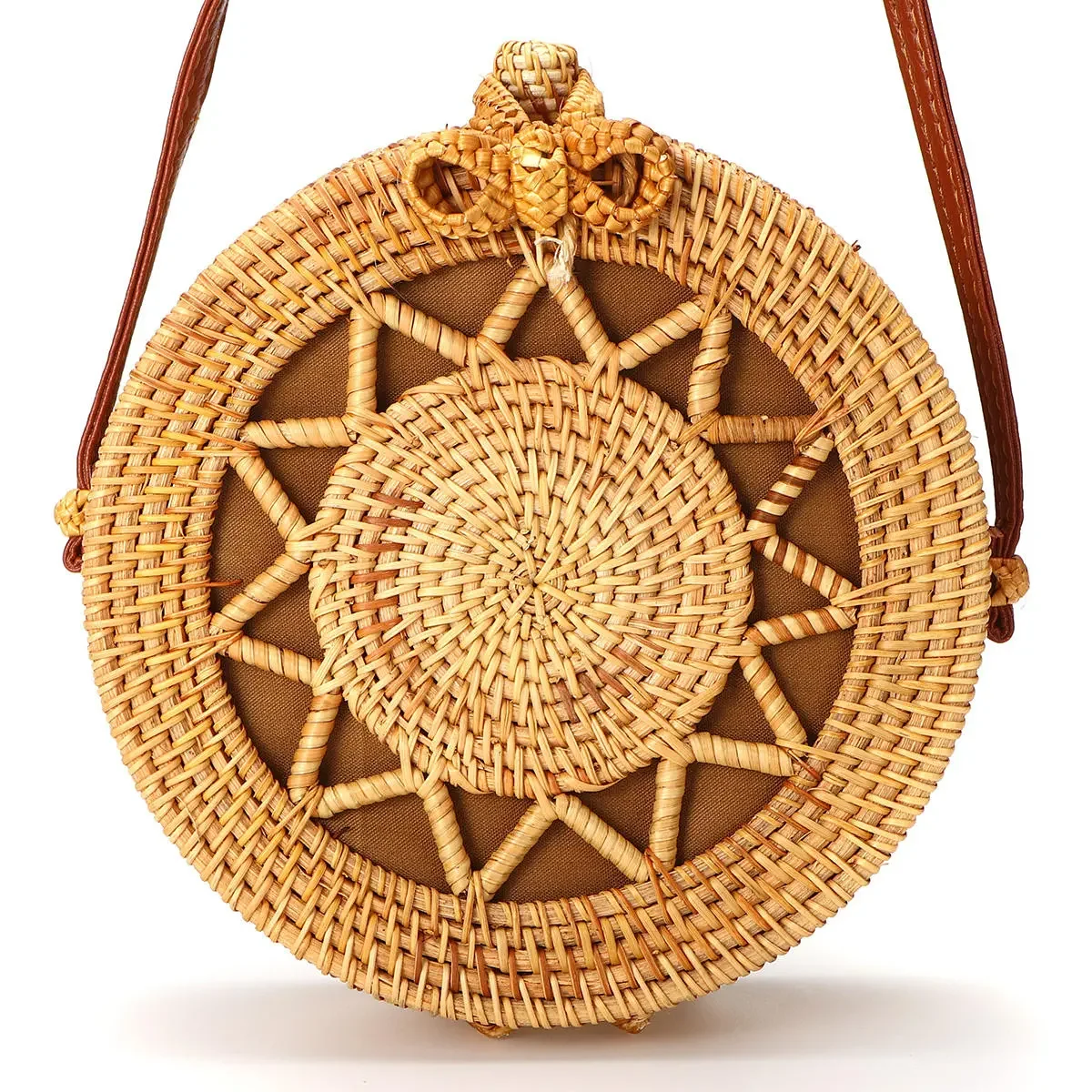 Wholesale Handmade Rattan Beach Bag for Women round Straw Logo Design from Viet Nam Handicrafts for Summer Vacation 2023