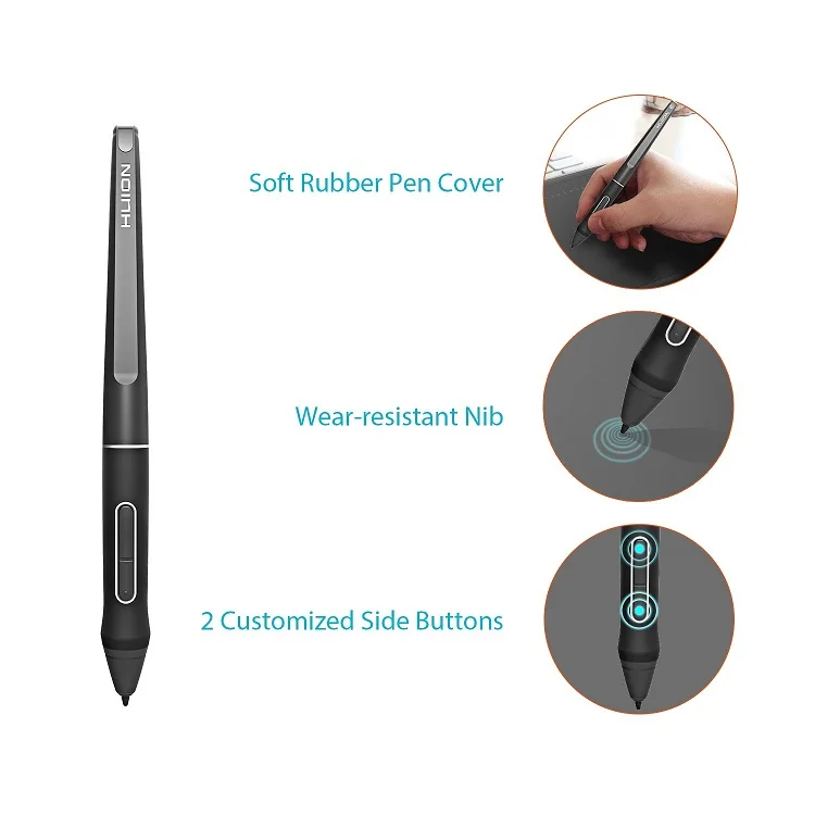 HUION PW507 Graphic Pen for Pen Display Monitor 8192 Levels with Two Side Customized Keys