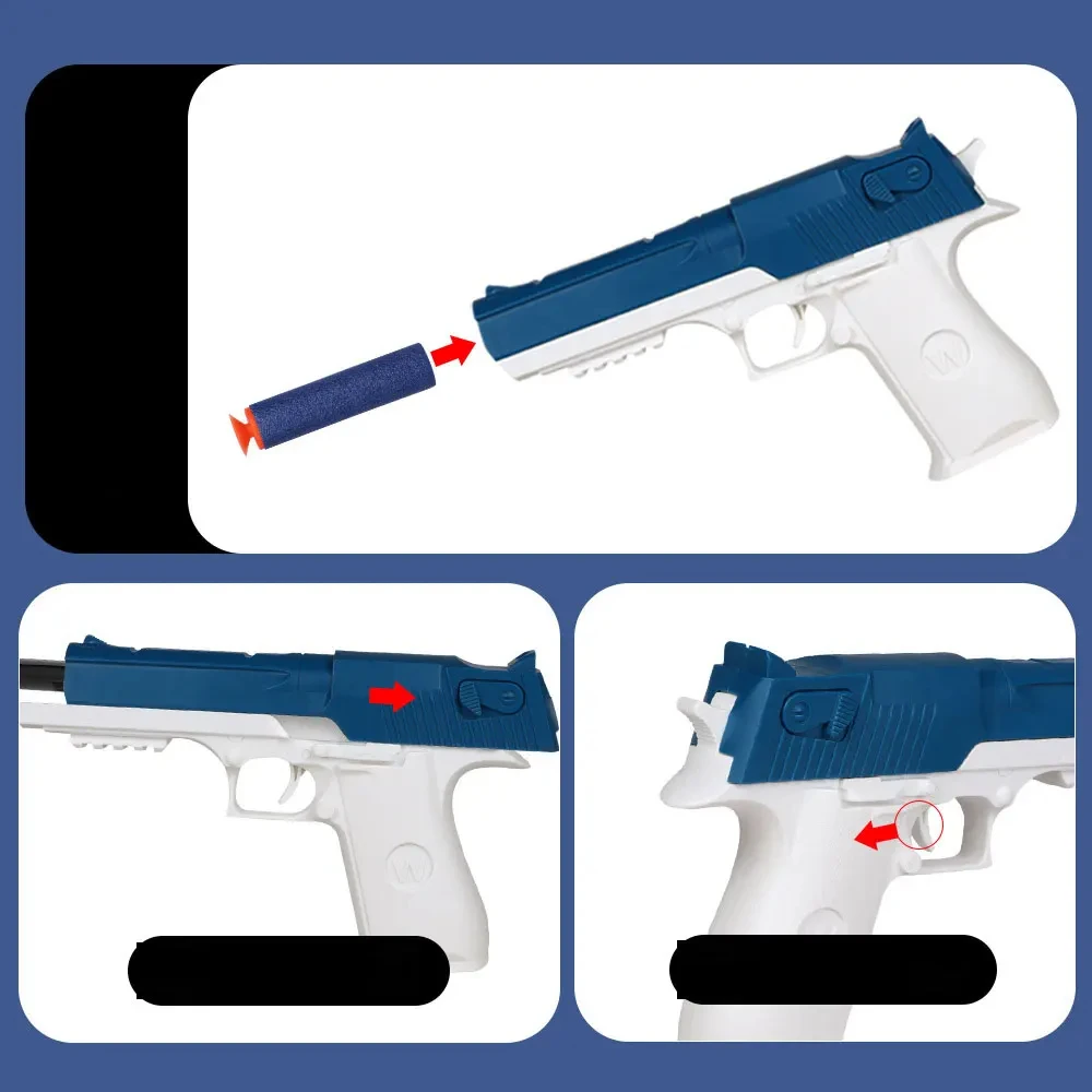 Children Toy Guns Desert Eagle Pistol Manual Handgun Toy Foam Shooting Model Launcher For Boys Girls Outdoor Games