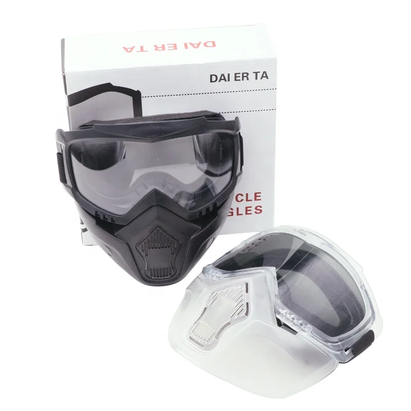 DAIERTA Bike Motocross Motorcycle Open Face Detachable Face Mask Helmets Goggles