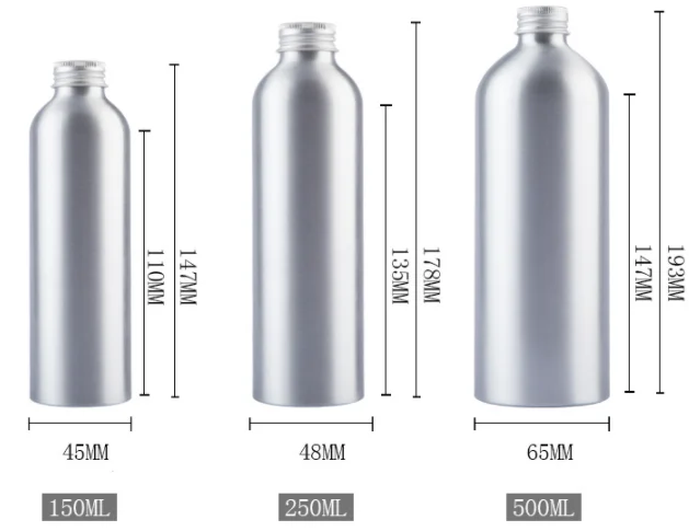Wholesale empty 150ml 250ml 500ml cosmetic refillable aluminum perfume bottle with pump sprayer