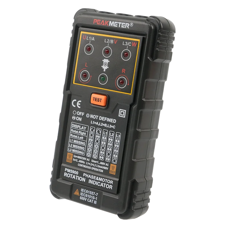 Peakmeter PM5900 чередования фаз индикатор вращения двигателя Тестер 3 фазы