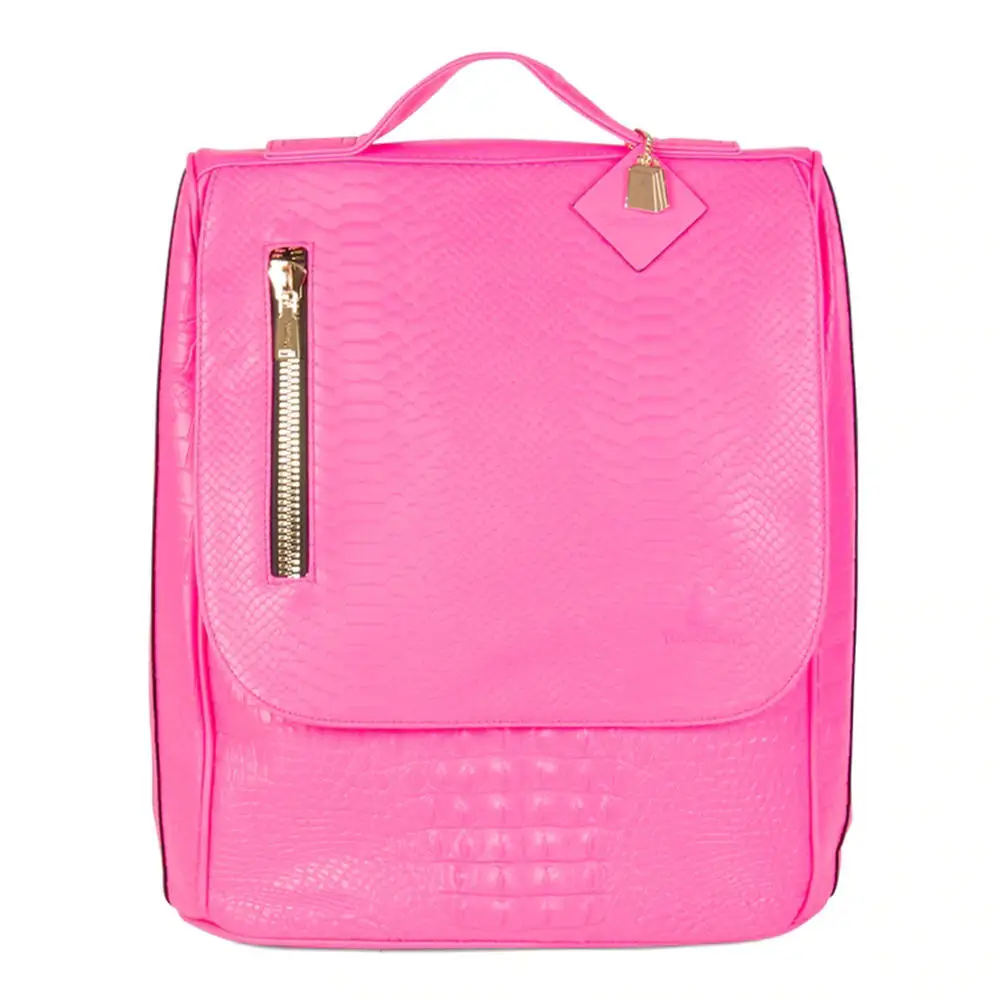 Custom Logo  Croc Leather Neon Pink Women Duffel Weekender Travel Bag And  Luxury Backpack