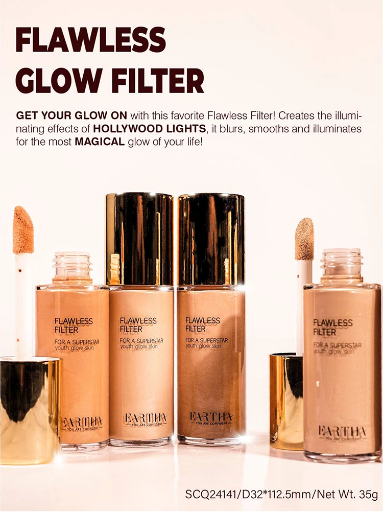 Private Label lightweight moisturizing primer vegan Face makeup glow filter Body Shimmer Liquid Highlighter body glossy oil