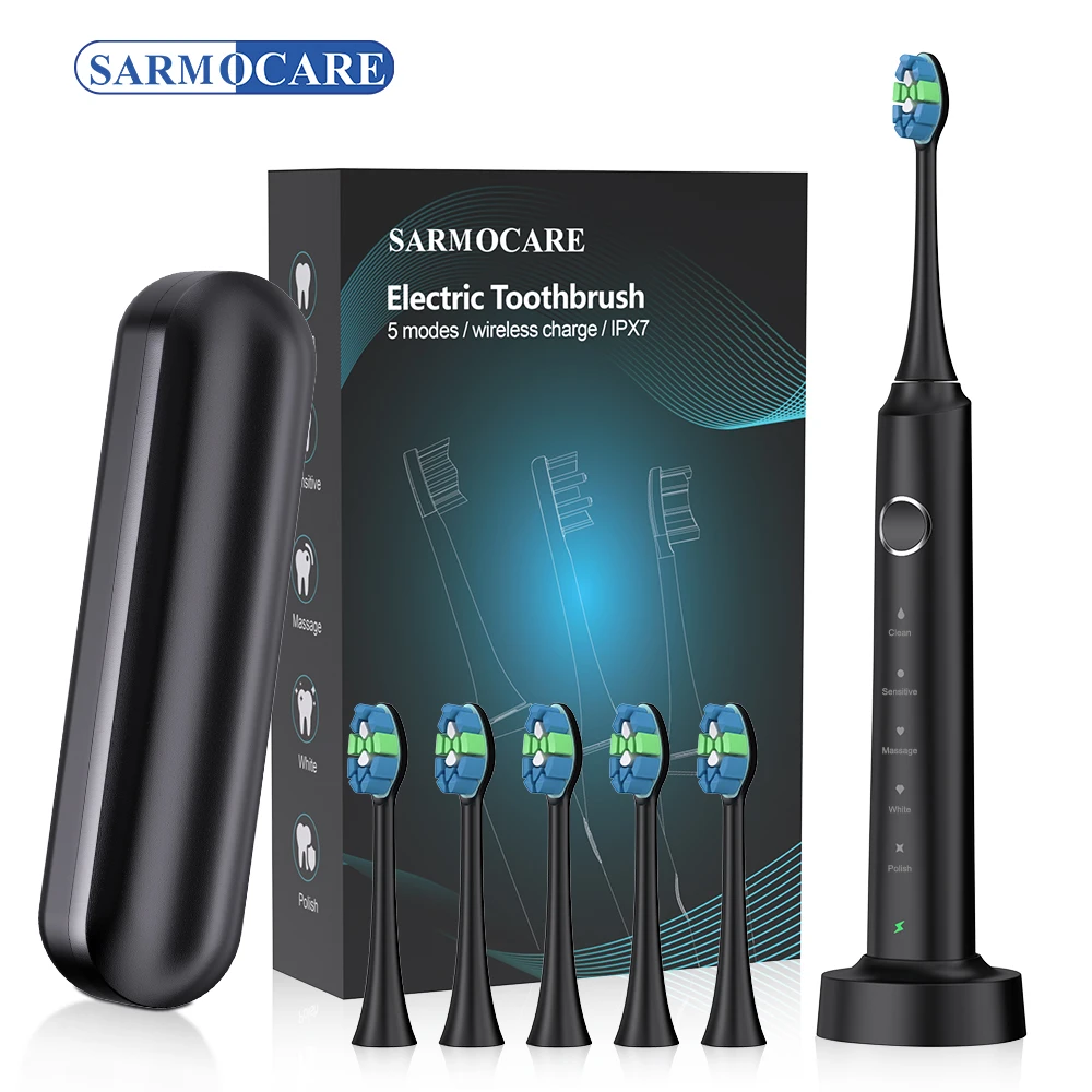 Hot Sale Cheap Automatic Sonic Toothbrush Slim Smart Rechargeable Teeth Whitening Black Electric Toothbrush with Charger Adults