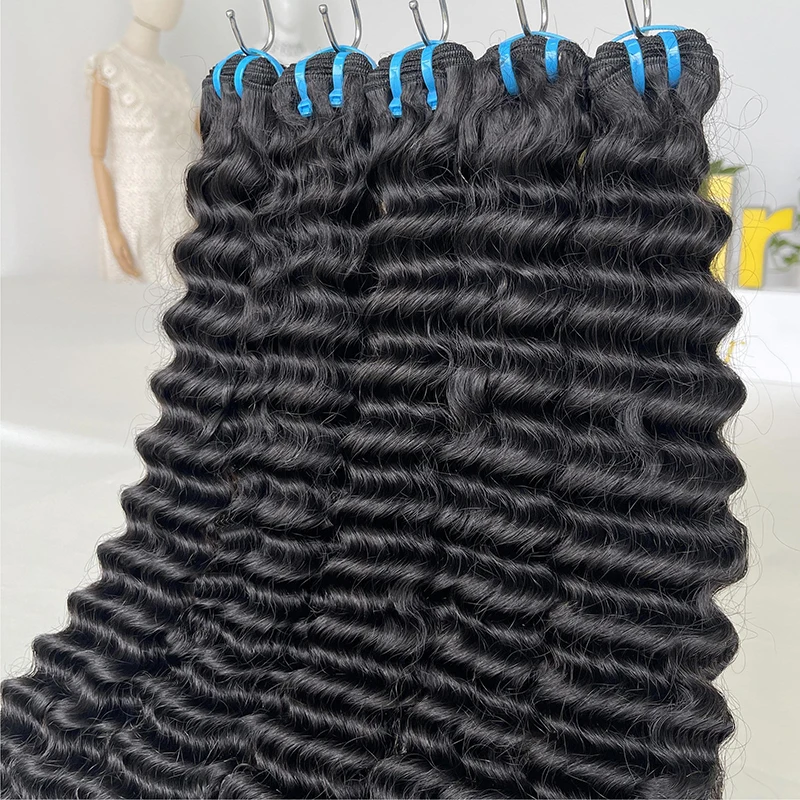 Wholesale High Quality Virgin Human Hair Bundle 12A 15A Grade Unprocessed Raw Indian Deep Wave Bundles