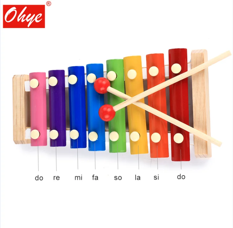 Wooden Xylophone Percussion Instrument 8 Scale Hand Knock Piano Children Musical Toy Puzzles