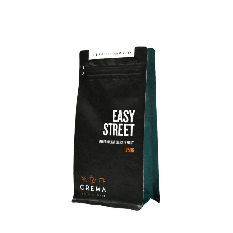 Custom Printed Matt Black Aluminum Foil 100g 250g 500g 1kg 12 Oz Plastic Flat Bottom Coffee Bag With Valve
