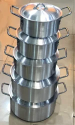 Hot selling 5PCS large thick Aluminum outdoor camp cooking pot utensils cookware sets