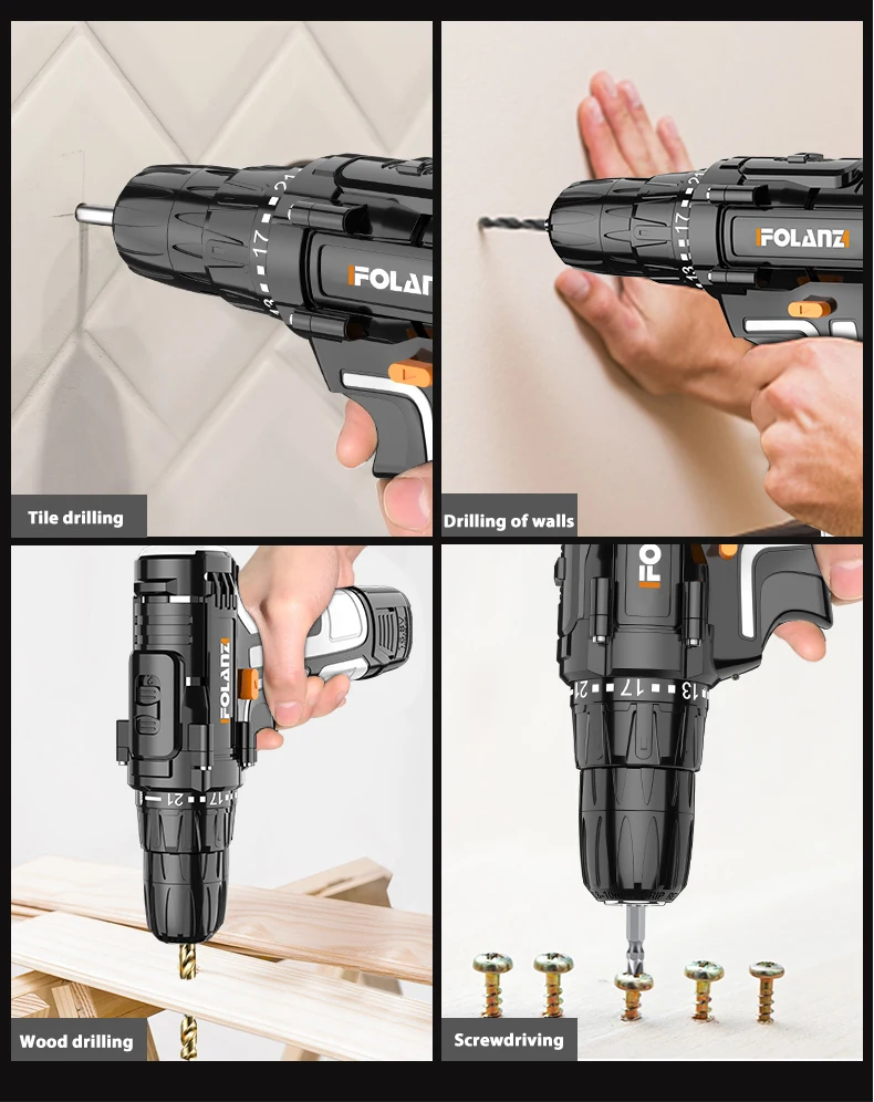 Wholesale 18pcs Portable 16.8V 2800MAH Cordless Drill Combo Kit Brushless Convenient Home DIY Power Tools OEM Battery Charger