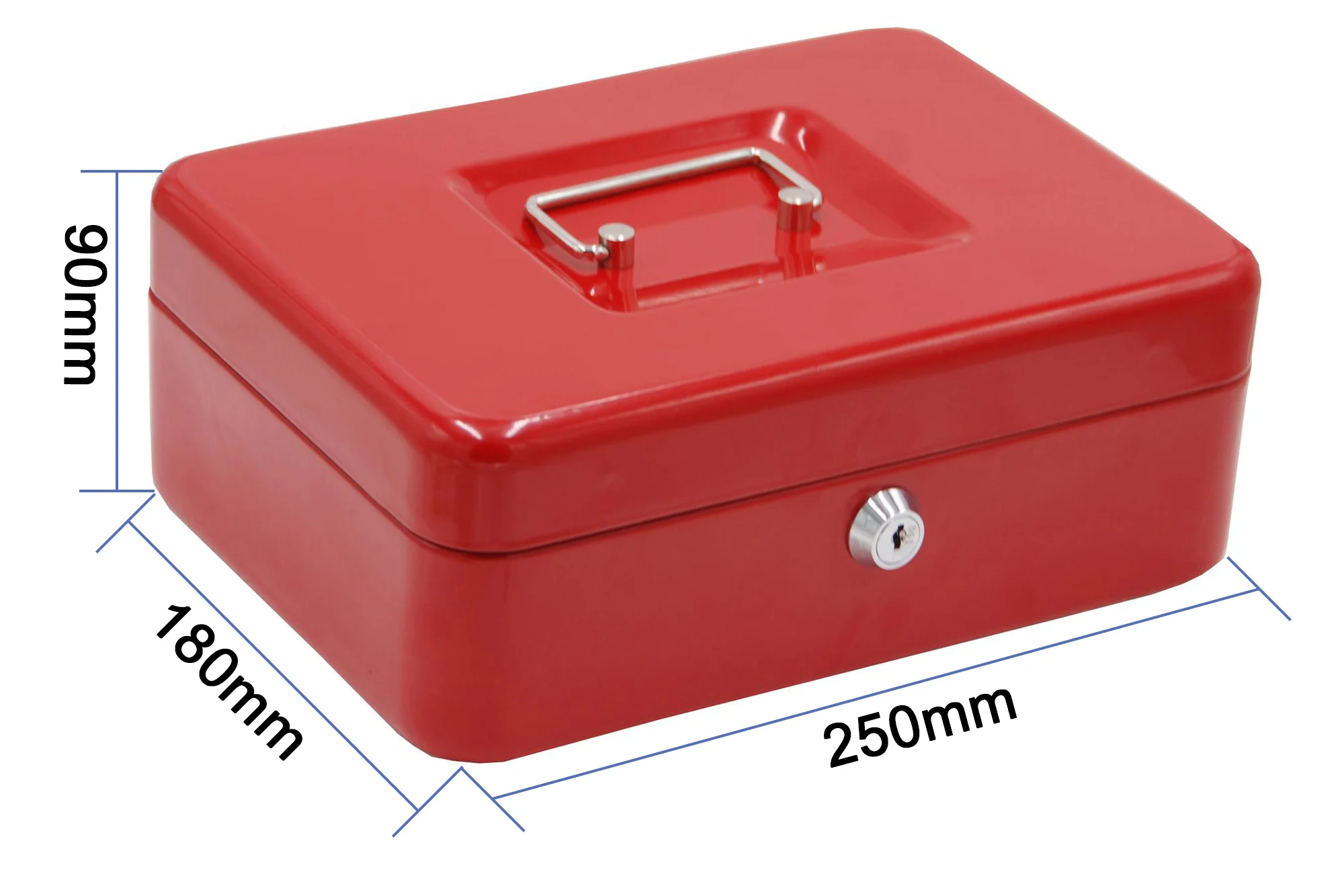 Portable Metal Cash Box, Key Lock Metal Safe Box Piggy Bank Money Saving Box/