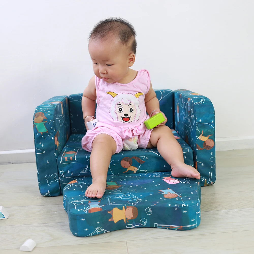 Customized Comfortable Toddler 2-in-1 Open Foam baby sofa set Child Sofa Safety Soft Mini Baby Chair For Sitting and Reclining