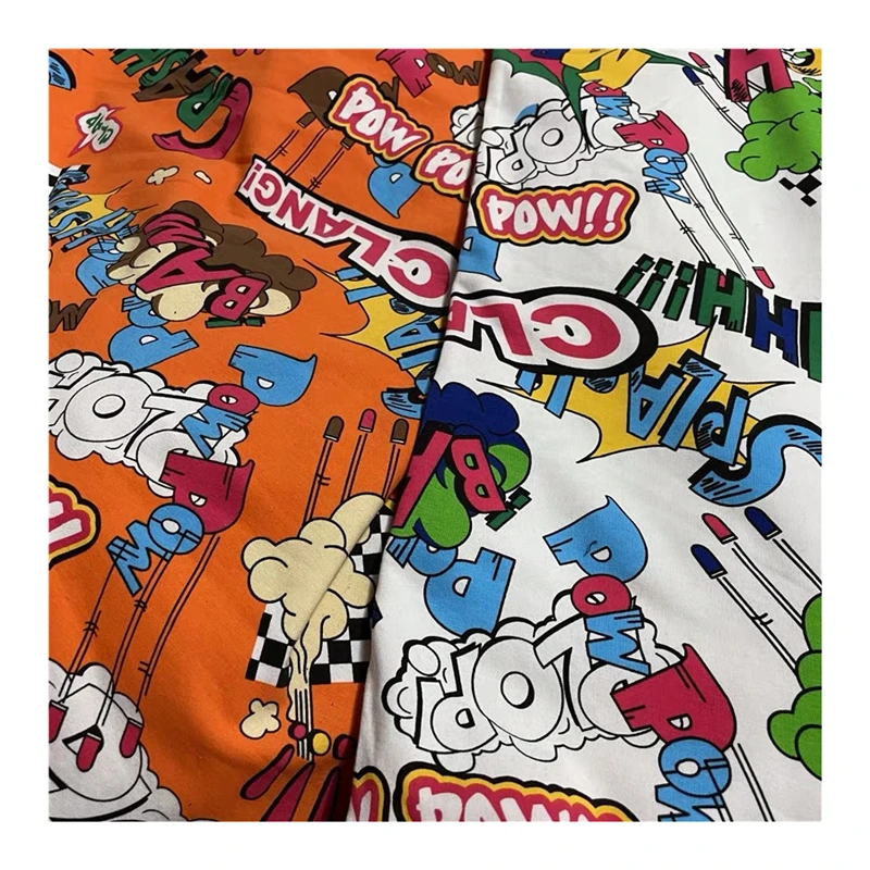 custom cartoon french terry fabric roll good quality high stretch cotton terry cloth fabric