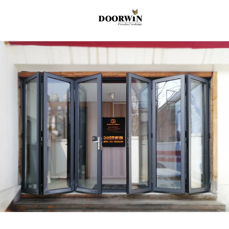 Soundproof Turkey Steel Outdoor Aluminium Wood Glass Folding Sliding Patio Exterior Frameless Bifold Doors