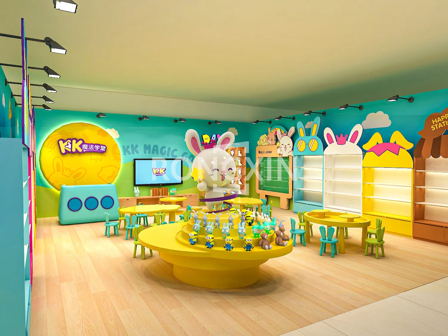 Modern Nursery Furniture Set for Kids Baby Table and Chairs with Floating Shelves School Application Decorative Supplies