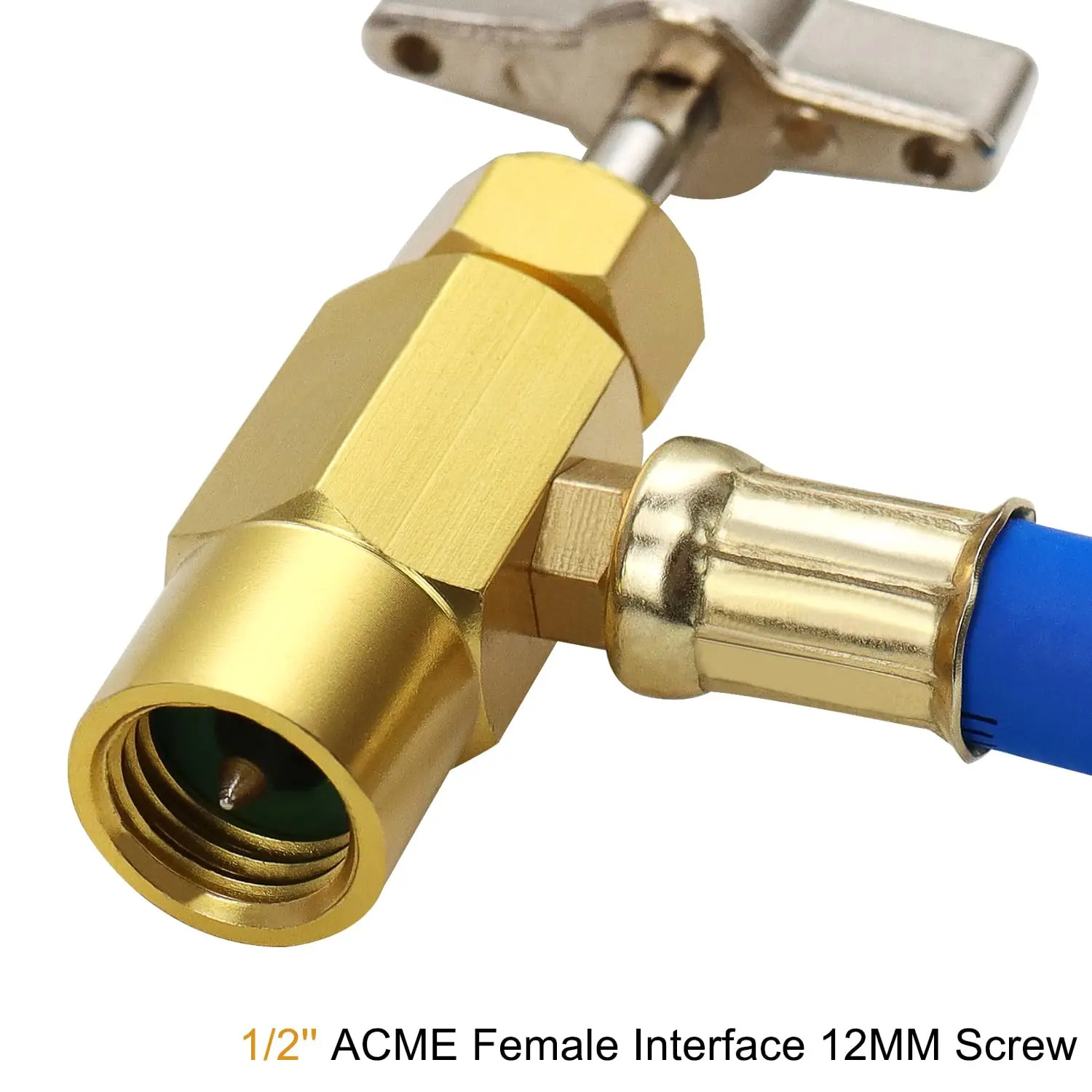 Aupoko R134A AC Refrigerant Charge Hose, 1/2 Acme Can Opener Tap Dispensing Valve, and Recharge Hose with Pressure Gauge