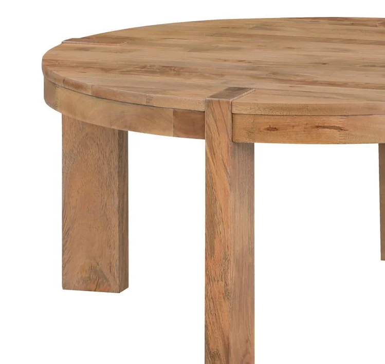 Natural color Solid wood living room round coffee table