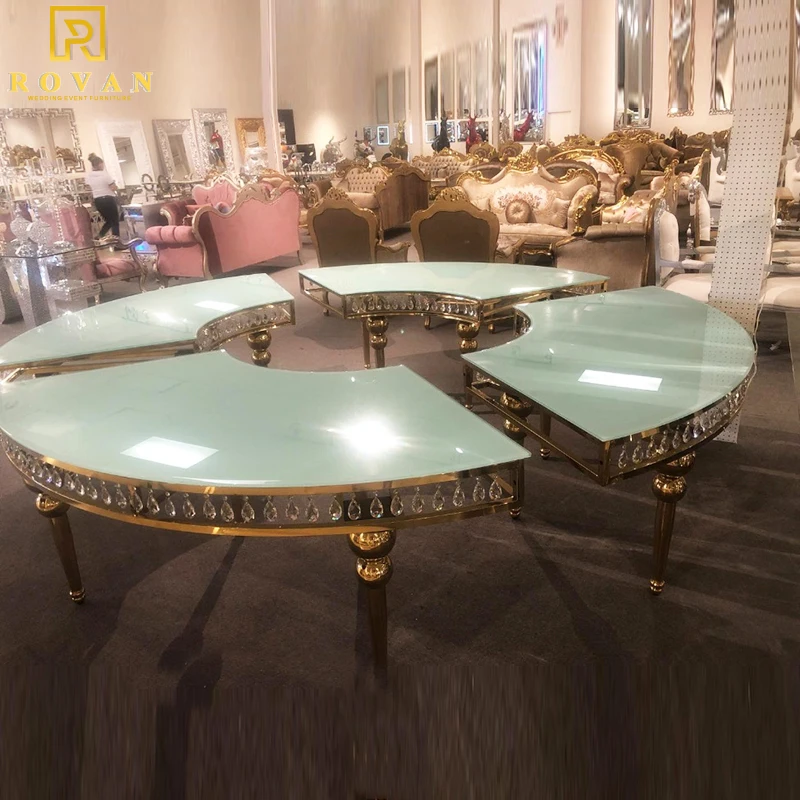 Wholesale Round Banquet  Serpentine gold stainless table for wedding event &hotel
