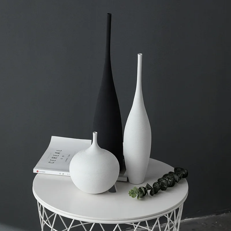 Tall Flower Vases for Living Room Decorations,Modern White Ceramic Vases for Home Decor Shelf