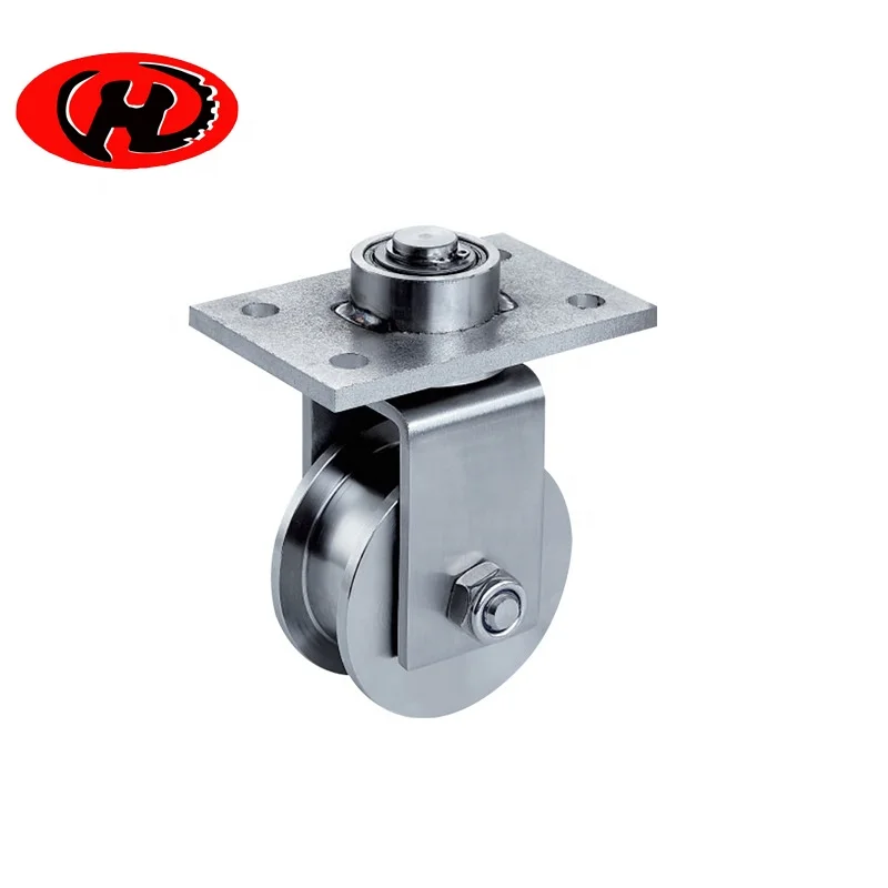 360 rotation stainless steel gate track roller wheel  201 304 stainless steel  roller with top mounted plate