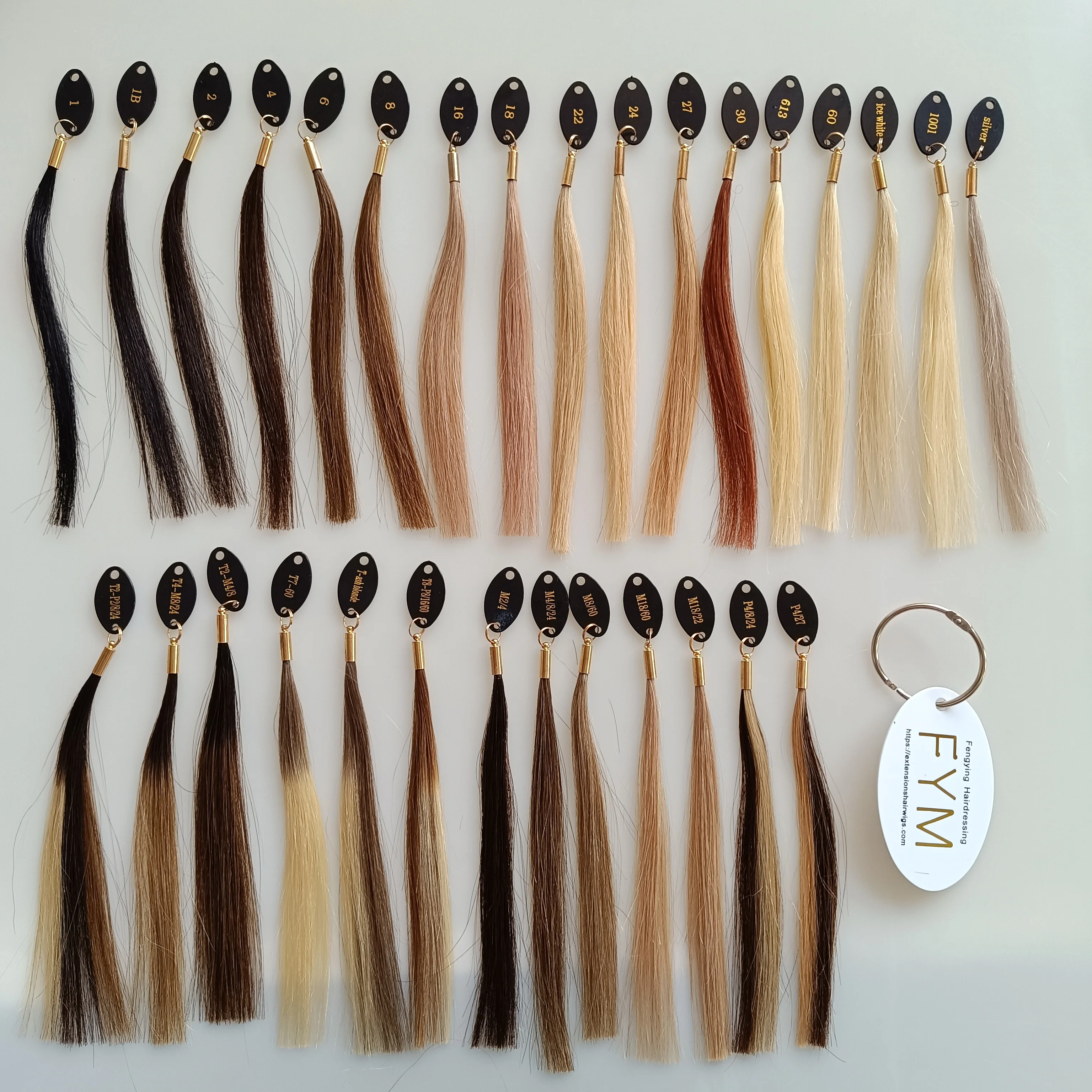 Wholesale color chart raw Human Hair Extensions Supplier Tag Ring Customized Color Ring Color Swatches
