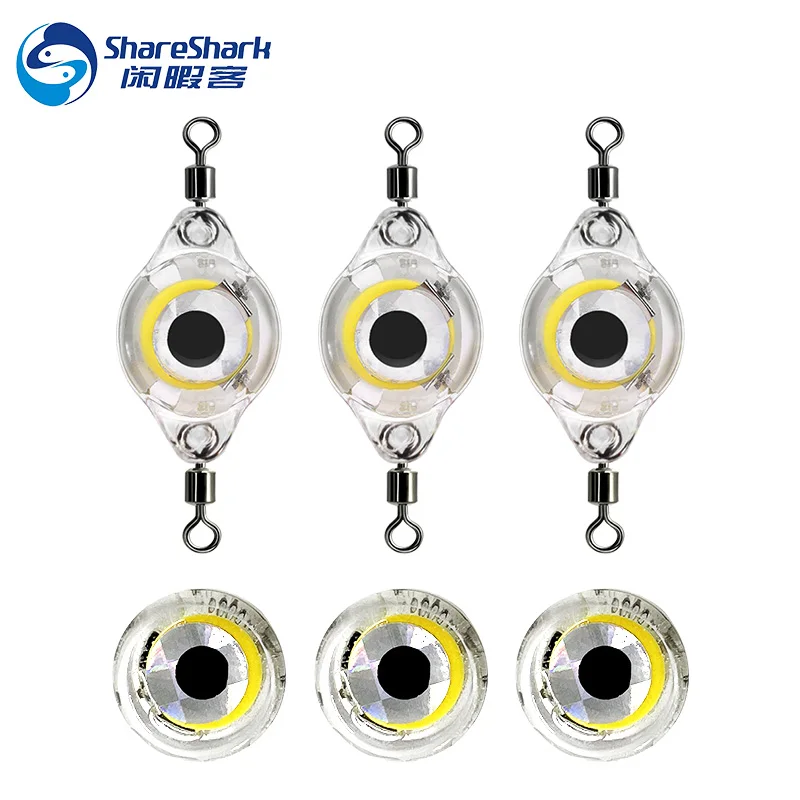 mini Fishing Lure Trap Light LED Deep Drop Underwater Eye Shape Fishing Squid Bait Luminous Lure Lamp for Attracting Fish