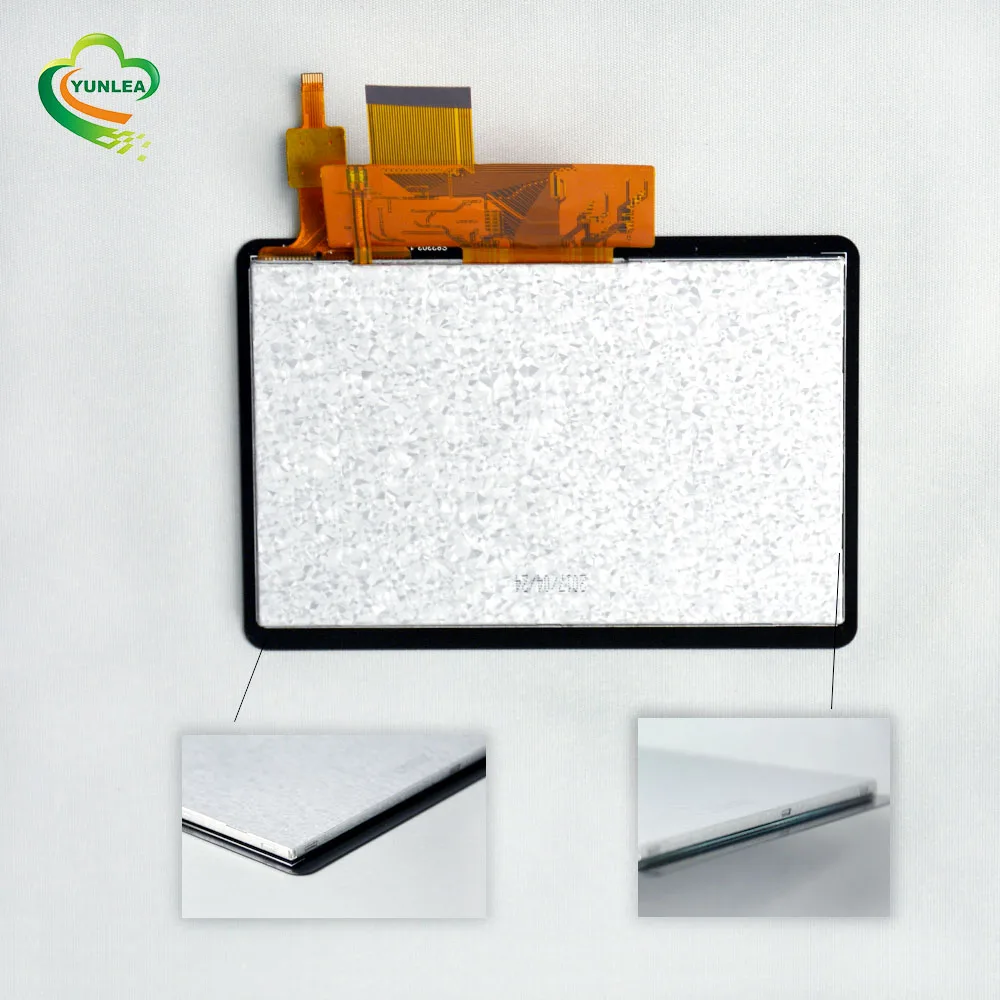 YUNLEA 450cd/m2 black silk printing 800x480 dots small size 5 inch tft lcd capacitive touch screen display module