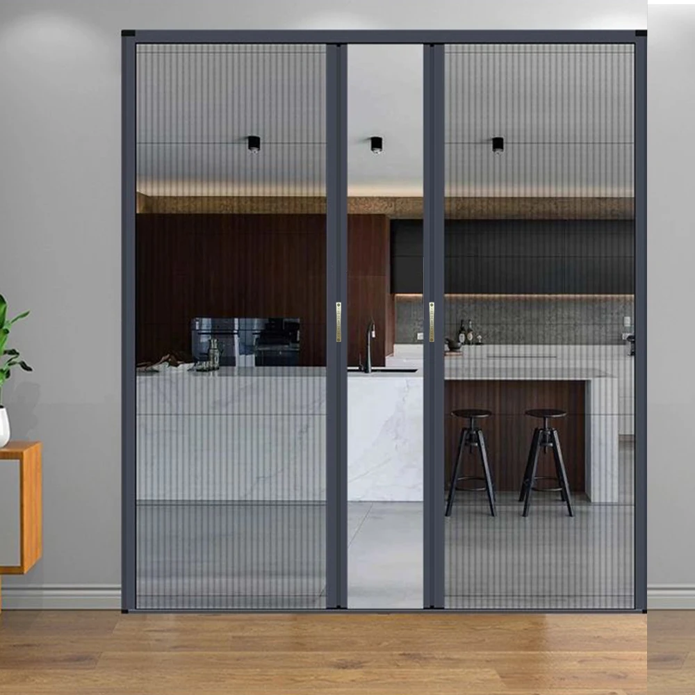 Anti Mosquito Retractable Pleated Insect Fly Screen Folding Screen Anti Mosquito Sliding Door Screen