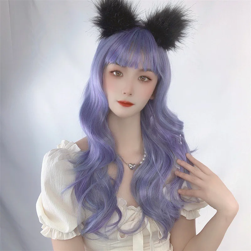 Long hair natural full head cover long curly hair Internet celebrity big wave temperament artificial human hair wig